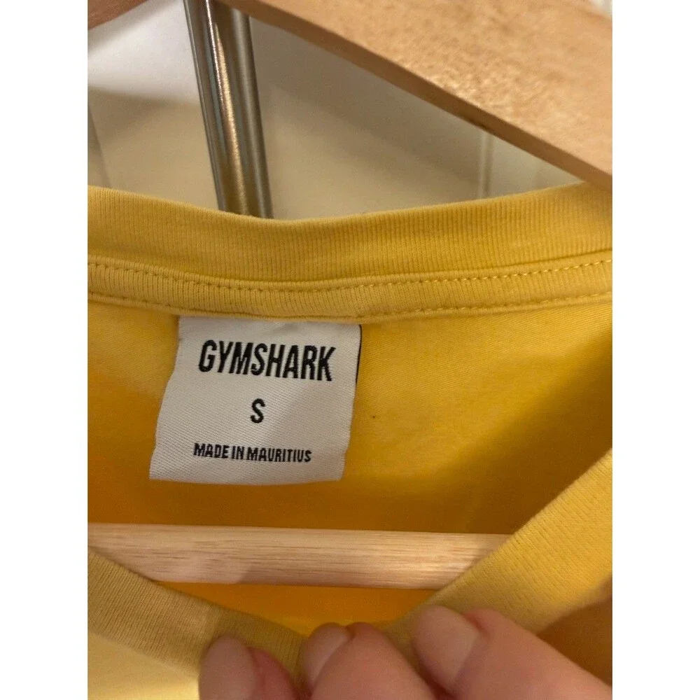 Gymshark Top Womens S Yellow Cropped Spellout Athleisure Gym Yoga Activewear Tee
